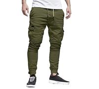 Pantalons de Jogging Hommes Pantalons de Loisirs Pantalons de Jogging Décontracté Pantalons de Jogging Pantalons Amples Hommes Couleur Chaîne de Dessin Sport Mode Pantalon Homme, Vert armée., L