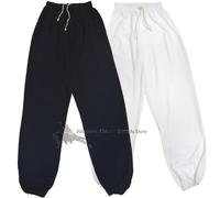 Pantalons de kung-fu en coton pour enfants et adultes, arts martiaux, Wing Chun, noir et blanc, Qigong, yoga, méditation white see through