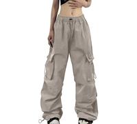 Pantalons De Randonnée Femme Pantalon Droit Voyage Extérieur Sport Gaze Coton Cargo pour Femmes Grande Taille Imperméable Pantacourt Fluide Été Fille Ample Confortable Large Leger Ete