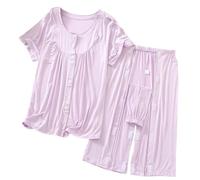 Pantalons de rééducation pour adultes, La chirurgie de courrier déchirent la robe patiente for les tailles multiples multicolores alitées des femmes(Purple,XXL)