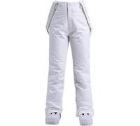 Pantalons De Ski à Bretelles pour Femmes Pantalons De Neige Pantalons Softshell Doublés Imperméables Pantalons De Randonnée Thermiques Pantalons Longs De Trekking Pantalons F, White, 3XL