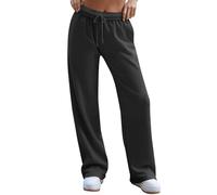 Pantalons De Sport Femme Pantalons La Jambe Droite Pants DéContracté avec Cordon De Serrage Sweatpants De Jogging Casual Pants D'éTé Et d'hiver Training (Black, XXXL)