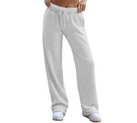Pantalons De Sport Femme Pantalons La Jambe Droite Pants DéContracté avec Cordon De Serrage Sweatpants De Jogging Casual Pants D'éTé Et d'hiver Training (Grey, L)