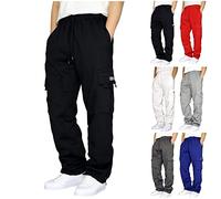 Pantalons De Sport Homme, Jogging Hommes Pantalon Cargo Homme Survêtement Homme Jogging Bas de Survêtement Camouflage Workwear Mode Pantalon asual Workout avec Poches Pantalon Punk Homme A-Noir M