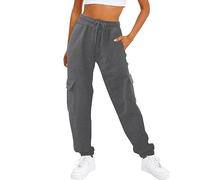 Pantalons de Survêtement Femme Sport Pantalons De Jogging Ample D'EntraîNement Bas Sport Pants De Couleur Unie avec Poches DéContractéEs d'automne Tracksuit Élastiquée Taille Cravate Pieds