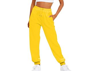 Pantalons de Survêtement Femme Sport Pantalons De Jogging Ample D'EntraîNement Bas Sport Pants De Couleur Unie avec Poches DéContractéEs d'automne Tracksuit Élastiquée Taille Cravate Pieds
