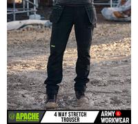 Pantalons De Travail Apache Stretch Avec Poches Cargo Noir Slim Fit