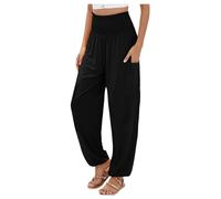 Pantalons De Yoga Et Pilates Femme Pantalon Été Fluide Chic Tenue Indienne pour Baggy Ample Vert Large Ete Leger Blanc Noir Africaine Porte Sarouel Homme Thai Grande Taille Detente