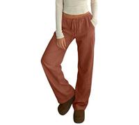 Pantalons Décontracté Baggy Confortable Pantalon décontracté Femme Coupe Ample Jambes Droites Confortable élastique Infroissable Polyvalent Quotidien Vacances (Brown, XXXL)