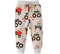 Pantalons élastique garçon string jogging imprimé chariot animal bébé dinosaure pantalon de jogging garçon pantalons, beige, 3-4 ans