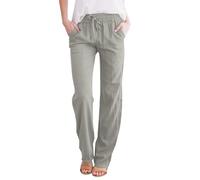 Pantalons en Coton Et Lin pour Femme Taille Élastique avec Poches Et Cordon Pantalons Décontractée Couleur Unie Coton Et Lin Jogging Pants Grandes Tailles Lâche Léger Et Confortable Pants