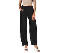 Pantalons en Coton Et Lin pour Femmes Taille Élastiqué avec Poches Et Cordon Pantalons Décontracté De Couleur Unie Lin Et Coton Jogging Pants Grande Taille Lâche À La Mode Pants