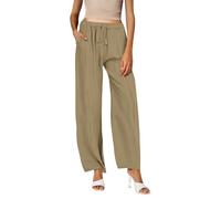Pantalons en Coton Et Lin pour Femmes Taille Élastiqué avec Poches Et Cordon Pantalons Décontracté De Couleur Unie Lin Et Coton Jogging Pants Grande Taille Lâche À La Mode Pants