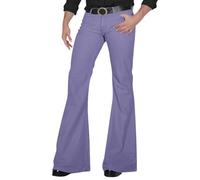 Pantalons en jean à patte d'éléphant pour homme, coupe slim, style vintage des années 60 et 70, jean disco, pantalons évasés stretch, denim bootcut, violet, XL