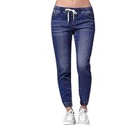 Pantalons en jean pour femmes 48 avec string extensible ample, coupe ample, jeans décontractés plus denim pour femmes pantalons en jean pour femmes 48, Bleu foncé., XXL