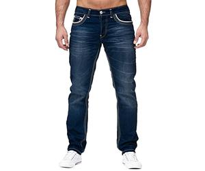 Pantalons en jean pour homme classiques vieillis robustes de travail - Confort coupe droite devant plat extensible basique décontracté vêtements de travail grande taille toutes les tailles de tour de