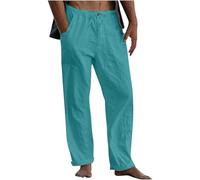 Pantalons en Lin pour Homme, Pantalon d'été Léger Hommes, Offre spéciale Pantalon en Lin uni et Décontracté, Soldes d'été Pant de Yoga de Plage Multi-Poches avec Cordon de Serrage Vêtement Mode