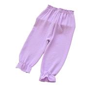 Pantalons Enfants Filles Casual Jambe Droite Pantalon Baggy en Coton Eté Coupe Ample Taille Lastique Sport Streetwear Vacances