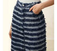 Pantalons évasés élégants pour femmes avec design bicolore à rayures texturées et franges. pour la Saint-Valentin, les vacances, le Nouvel An, le printemps et l'été L,M,S,XLBlocs de couleur,RayéJean