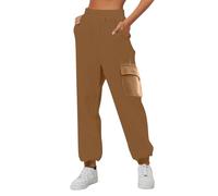 Pantalons Femmes Taille Elastique Survêtement avec Poches Cordon Élastique Décontractée Track Pantalon De Couleur Unie avec Bas Cintré Baggy Confortable Pant Sport Jogging