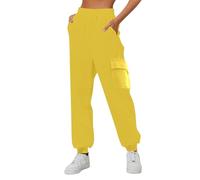Pantalons Femmes Taille Elastique Survêtement avec Poches Cordon Élastique Décontractée Track Pantalon De Couleur Unie avec Bas Cintré Baggy Confortable Pant Sport Jogging