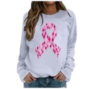 Pantalons Filles Adolescents Sweat-shirt à la mode pour femmes sans capuche pour la campagne de sensibilisation, style décontracté, imprimé mois de sensibilisation au cancer du sein, pull tendance