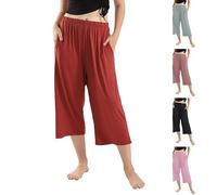 Pantalons Fluide Taille Elastique 8/9 Pantalon Large Femme Coton Et Lin