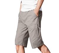 Pantalons Homme, Hommes Coton Quatre Saisons Couleur Unie Taille ÉLastique Salopette Pantalon DéContracté Short