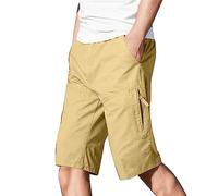 Pantalons Homme, Hommes Coton Quatre Saisons Couleur Unie Taille ÉLastique Salopette Pantalon DéContracté Short