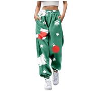 Pantalons imprimés de Noël d'hiver 2026 pour femmes, Vert, S