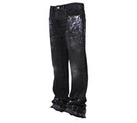 Pantalons Jeans Homme Grande Taille Gris Bleu Punk Mode Pantalon Homme Noir Blanc Droit Ample Stretch Décontracté Travail Automne Hiver Loose Fit Straight Leg Men Portefeuille Cuir Véritable (S)