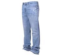 Pantalons Jeans Homme Grande Taille Gris Bleu Punk Mode Pantalon Homme Noir Blanc Droit Ample Stretch Décontracté Travail Automne Hiver Loose Fit Straight Leg Men Portefeuille Cuir (Blue, XXL)