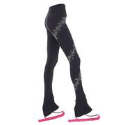 Pantalons Longs D'entraînement De Patinage Artistique pour Femmes et Filles, Collants Chauds De Qualité Supérieure, Pantalons À Strass, Leggings De Patinage pour Enfants,Noir,XL