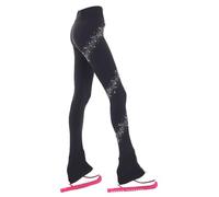 Pantalons Longs D'entraînement De Patinage Artistique pour Femmes et Filles, Collants Chauds De Qualité Supérieure, Pantalons À Strass, Leggings De Patinage pour Enfants,Noir,4 Years