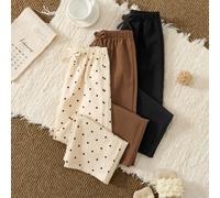 Pantalons longs pour jeunes filles, disponibles en beige avec petits pois, marron unicolore et noir unicolore, convenant pour la maternelle quotidienne, les promenades dans le quartier, les courses, l