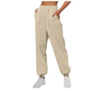 Pantalons pour Femme Taille Haute De Survêtement avec Poche À Cordon De Serrage Élastique Décontractée Pantalons À Couleur Unie avec Bas Cintré Baggy Chaude Pants Jogging Sport Yoga Gym