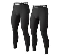 Pantalons thermiques pour homme onvallaria avec doublure en polaire, couche de base athlétique à compression, Long Johns, 1 2 4 pièces pour temps froid, noir/noir, Taille L