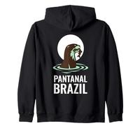 Pantanal Brésil Loutre géante Coucher de Soleil Sweat à Capuche