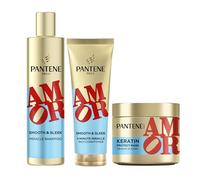 Pantene Pro-V x Robert Indiana Art Collection Routine Lisse & Soyeux Avec Shampooing 250ml, Après-Shampooing 220ml, Masque Capillaire 300ml pour cheveux secs et frisés