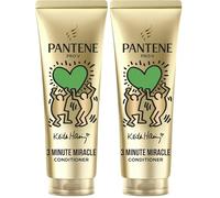 Pantene Pro-V x Keith Haring Art Collection Lisse & Soyeux Après-shampoing 3 Minute Miracle 220ml pour Cheveux Frisés et Secs, Aide à Lisser et Régénérer les Cheveux, À l'Acide Hyaluronique (Lot de 2)