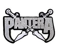 Pantera Fang Blades Patch en métal lourd brodé thermocollant Argenté, Flocage