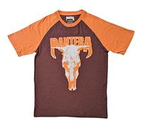 Pantera Shirt Skull Band Logo Official Unisex Raglan Brown Mixte