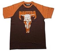 Pantera T Shirt Skull Band Logo Official Unisex Raglan Brown, T-Shirt Mixte, Brown,