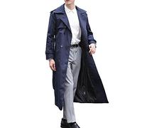 Pantete Trench-coat à double boutonnage pour homme - Décontracté - Coupe-vent - Revers - Manteau long, bleu, X-Large