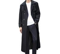 Pantete Trench-coat à double boutonnage pour homme - Décontracté - Coupe-vent - Revers - Manteau long, noir, XX-Large