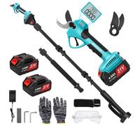 Panthem Coupe-branches sans fil 2 en 1 et sécateur électrique télescopique compatible avec Makita 18 V, portée maximale de 4,1 m, ouverture de coupe de 43 mm, 2 batteries 4000 mAh