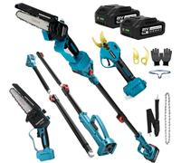 panthem Élagueuse sans fil 4 en 1 de 15,2 cm - Mini tronçonneuse avec batterie et scie à élaguer télescopique de 45 mm - Pour Makita 18 V - Sécateur électrique - 21 V 4000 mAh - Avec tige télescopique