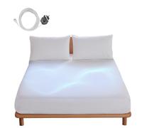 panthem Erdung Drap-housse 100 x 200 cm, blanc, 38 cm, poche profonde, pour lit de mise à la terre, pour un meilleur sommeil et aide en cas d'anxiété, coton et fibre argentée