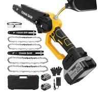 panthem Mini tronçonneuse de 6" et 8" avec 2 batteries 3 Ah, tronçonneuse à main sans balais avec chaîne d'huile et de remplacement automatique, compatible avec batterie DeWalt 20 V, scie électrique