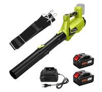 panthem Souffleur à feuilles sans fil compatible avec Makita 18 V, batteries 2 x 3 Ah, 225 km/h, 5 vitesses, souffleur électrique sans fil, 30 000 tr/min, débit d'air turbo 600 m³/h pour jardin